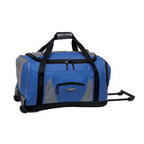 Blue & grey 22" Adventure Rolling Duffel bag w/ in-line blade wheels, pull up handle & Padded carry handle.