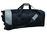 A silver 32" Expandable Rolling Duffel w/ in-line blade wheels.