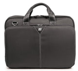 A black 16" Premium Ballistic Nylon Laptop Briefcase, padded laptop compartment, multiple zippered compartments, handles & shoulder strap.