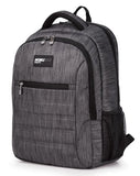 A carbon 1680D Nylon 16" SmartPack Backpack w/ Fleece Lined Pouch for a Tablet, Ergonomic Ventilated Back Panel, Padded Shoulder Straps & Carry Handle & Exterior Mesh Water-Bottle Pockets
