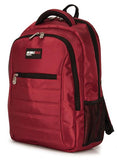 A red 1680D Nylon 16" SmartPack Backpack w/ Fleece Lined Pouch for a Tablet, Ergonomic Ventilated Back Panel, Padded Shoulder Straps & Carry Handle & Exterior Mesh Water-Bottle Pockets