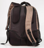 A back view of a wheat 1680D Nylon 16" SmartPack Backpack w/ Fleece Lined Pouch for a Tablet, Ergonomic Ventilated Back Panel, Padded Shoulder Straps & Carry Handle & Exterior Mesh Water-Bottle Pockets