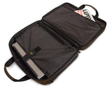 An open view of an all-natural cotton canvas 16"-17" Eco-Friendly Laptop Briefcase w/ padded computer compartment & adjustable detachable shoulder strap.