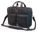 A black eco 16"-17" Checkpoint Friendly ScanFast Briefcase 2.0 w/ scan fast laptop compartment & front compartments. Padded shoulder straps & multiple compartments inside.