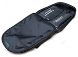 An open black eco 17" Checkpoint Friendly ScanFast Backpack 2.0 w/ padded shoulder straps & multiple compartments inside.