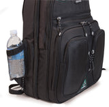 A black eco 17" Checkpoint Friendly ScanFast Backpack 2.0 w/ padded shoulder straps & multiple compartments inside.