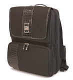 A women's Onyx 16"-17" Checkpoint Friendly ScanFast Backpack w/ ventilated padded back panel & hide-away water bottle holder w/ extra matching clutch purse included. Faux crocodile accents.