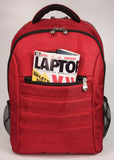 A red 1680D Nylon 16" SmartPack Backpack w/ Fleece Lined Pouch for a Tablet, Ergonomic Ventilated Back Panel, Padded Shoulder Straps & Carry Handle & Exterior Mesh Water-Bottle Pockets