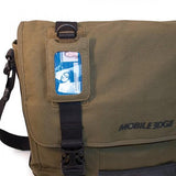 An olive 14"-15" ECO Chromebook / Ultrabook Messenger w/ Padded Computer Compartment,  Integrated iPad/Tablet Pocket, & Padded, Removable Shoulder Strap