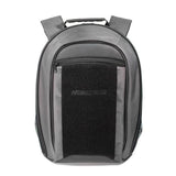 A 17.3" Graphite Laptop Backpack w/ padded shoulder straps, Padded Computer Compartment, Removable ID Holder w/ Multiple Anchor Locations, Custom Molded Fasteners & Padded Back Panel