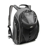 A 16" Graphite Express Backpack w/ Media/Phone Pocket for MP3 Player or Smartphone w/ Headphone Pass-through, Ergonomic Ventilated Back Panel, Integrated iPad/Tablet.