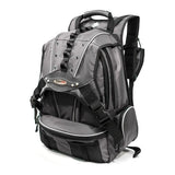 A 17.3" Graphite Premium laptop Backpack w/ Internal Media Pocket, headphone pass-through port, Ventilated Back Panel & Removable Smartphone Pocket