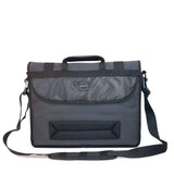 Back view of 17.3" Graphite Messenger bag w/ Padded Computer Compartment, Removable ID Holder, Custom Molded Fasteners, Padded Back Panel, Full-Size Back Pocket, Padded Shoulder Strap