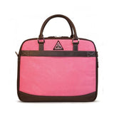 A Pink Suede 16" ScanFast Element Checkpoint Friendly Briefcase w/ Trolley strap for use with rolling luggage, Padded Computer Section, Separate Zippered Workstation, File Sections, Padded Shoulder Strap, Steel Fittings & Faux Leather Wrapped Handles, Exterior Pockets & Matching Detachable Cosmetic Purse