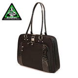 A black 16"-17" ScanFast Onyx Checkpoint Friendly laptop Briefcase w/ faux-croc trim.