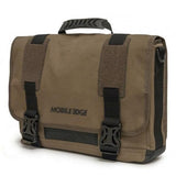 An olive 14"-15" ECO Chromebook / Ultrabook Messenger w/ Padded Computer Compartment,  Integrated iPad/Tablet Pocket, & Padded, Removable Shoulder Strap