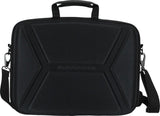 A back view of black 13"-14" Alienware Vindicator Laptop Briefcase w/TSA checkpoint-friendly compartment, padded tablet pocket & padded laptop compartment, removable non-slip padded shoulder strap & top load nylon carrying handles