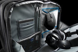 An open black 13"-14" Alienware Vindicator Laptop Briefcase w/TSA checkpoint-friendly compartment, padded tablet pocket & padded laptop compartment, removable non-slip padded shoulder strap & top load nylon carrying handles