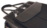 A 16" Geneva Onyx Women's Briefcase w/ SafetyCell Computer Compartment & additional sections & pockets papers & accessories.