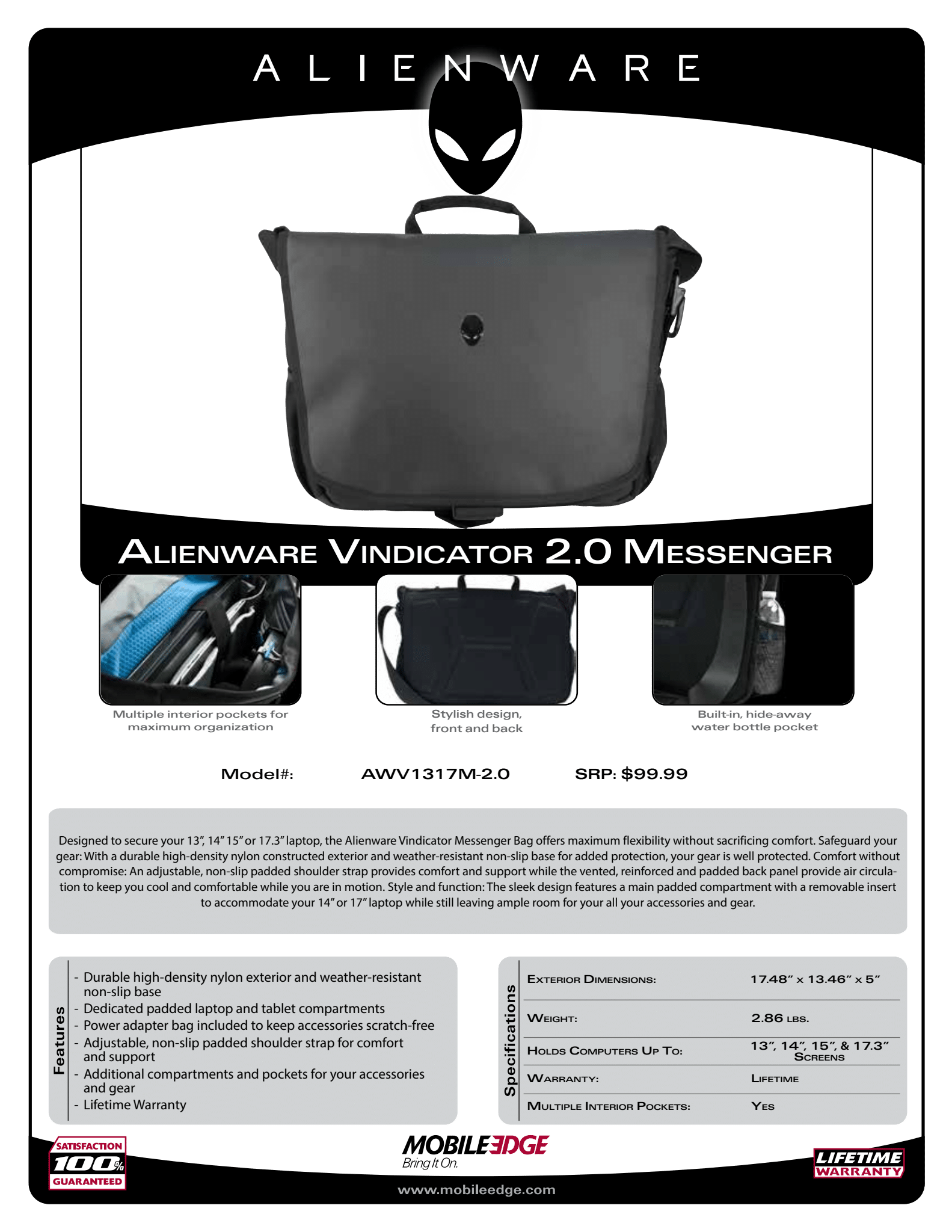 Alienware vindicator sales 2.0 briefcase 17.3