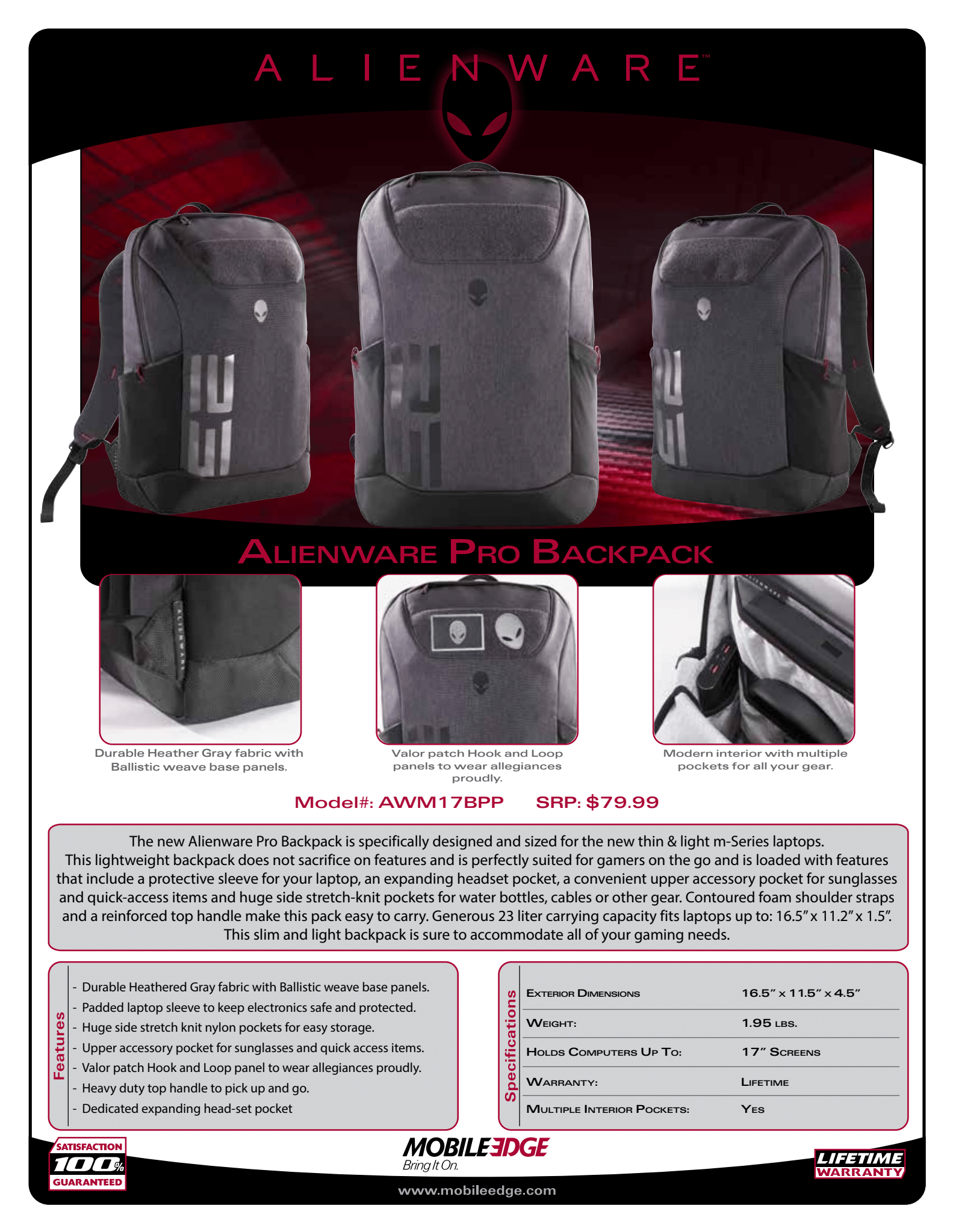 Alienware M17 Pro Backpack 15 17