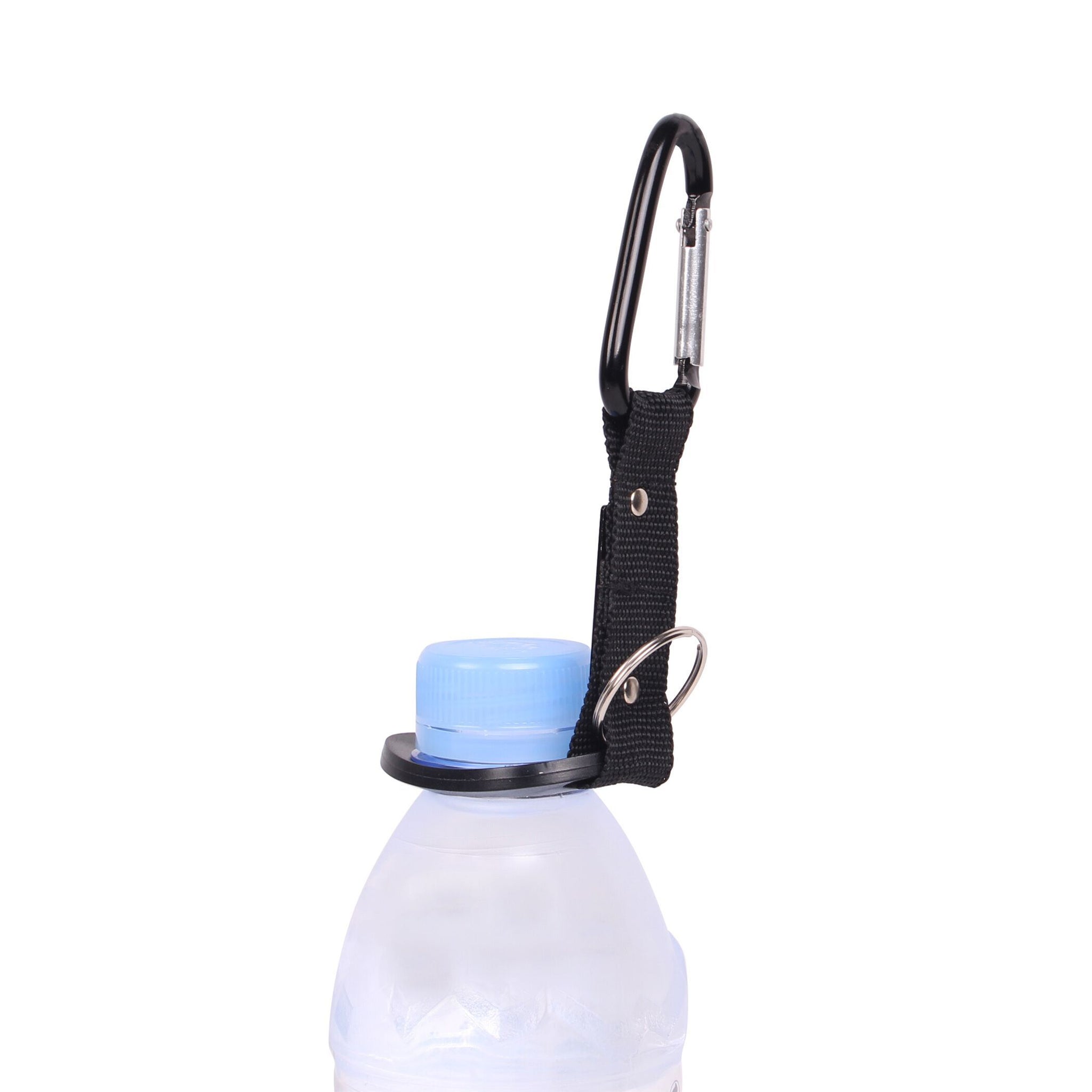 1 Water Bottle Holder Hook Belt Clip Aluminum Carabiner Camping Hiking Travel, Black