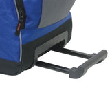 Top of Blue & Grey Rolling Duffle Bag 22" w/ in-line blade wheels & large storage space