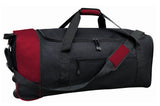 A red 32" Expandable Rolling Duffel w/ in-line blade wheels.