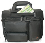 A black 16" Corporate Laptop Briefcase w/ multiple padded compartments for laptops & travel gear.