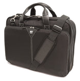 A black 16" Premium Ballistic Nylon Laptop Briefcase, padded laptop compartment, multiple zippered compartments, handles & shoulder strap.