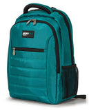 A teal 1680D Nylon 16" SmartPack Backpack w/ Fleece Lined Pouch for a Tablet, Ergonomic Ventilated Back Panel, Padded Shoulder Straps & Carry Handle & Exterior Mesh Water-Bottle Pockets