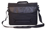A back view of an all-natural cotton canvas 17" Eco-Friendly Laptop Messenger Bag w/ padded computer compartment, adjustable detachable shoulder strap, Padded Back Panel, Rubberized Handle, Full-Size Back Pocket