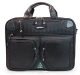 A black eco 16"-17" Checkpoint Friendly ScanFast Briefcase 2.0 w/ scan fast laptop compartment & front compartments. Padded shoulder straps & multiple compartments inside.