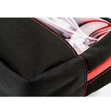 A black electronics accessory bag & toiletry bag w/ clear viewing window