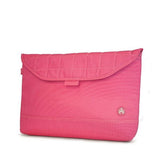 A pink w/ white stitching 15" quilted laptop sleeve.