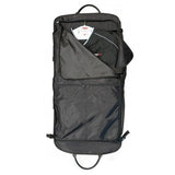 An open black Traveler's Folding Garment Bag made of 900D Ballistic Nylon w/ heavy duty zippers & fittings