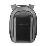 A 17.3" Graphite Laptop Backpack w/ padded shoulder straps, Padded Computer Compartment, Removable ID Holder w/ Multiple Anchor Locations, Custom Molded Fasteners & Padded Back Panel 
