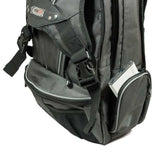 A 17.3" Graphite Premium laptop Backpack w/ Internal Media Pocket, headphone pass-through port, Ventilated Back Panel & Removable Smartphone Pocket