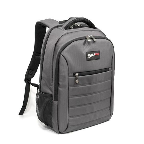 A graphite laptop backpack w/ padded, ventilated back panel & shoulder straps.