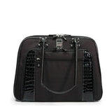 A black 16"-17" ScanFast Onyx Checkpoint Friendly laptop Briefcase w/ faux-croc trim.