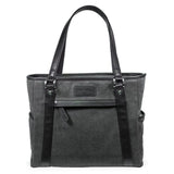 Two charcoal 15.6" Urban Laptop Tote w/ black leather trim, handles, & padded computer compartment.