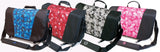 Four 16"-17" Sumo Messenger Bags w/ pockets, adjustable computer compartment for up to 16" PC or 17” MacBook Pro. Corduroy-lined adjustable computer compartment fits up to 17” laptops Interior pockets, Front & rear exterior hidden zipper pockets, 2 under flap pockets.