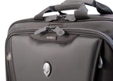 A 1680 denier ballistic nylon black 17.3" Alienware Orion Laptop Messenger M17 w/ Trolley strap for use w/ rolling luggage, Semi-Rigid front panel, many interior pockets, Ergonomic shoulder strap & reinforced handles